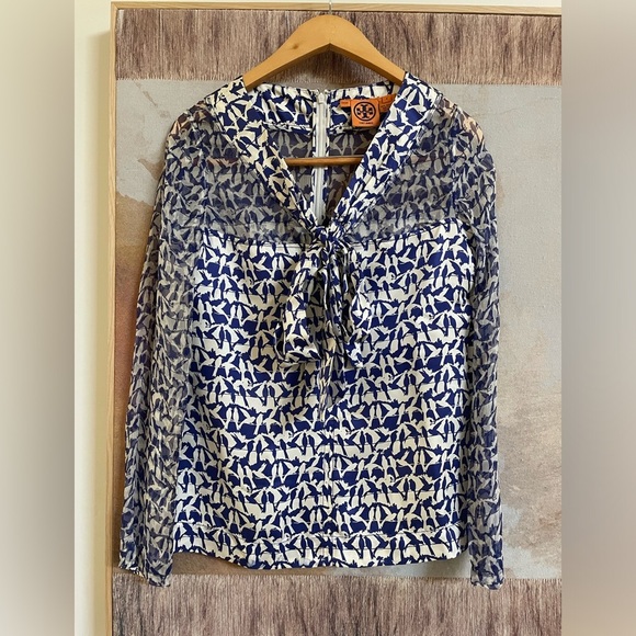 Tory Burch Tops - Tory Burch Birds on a Wire Women's Top Silk 4